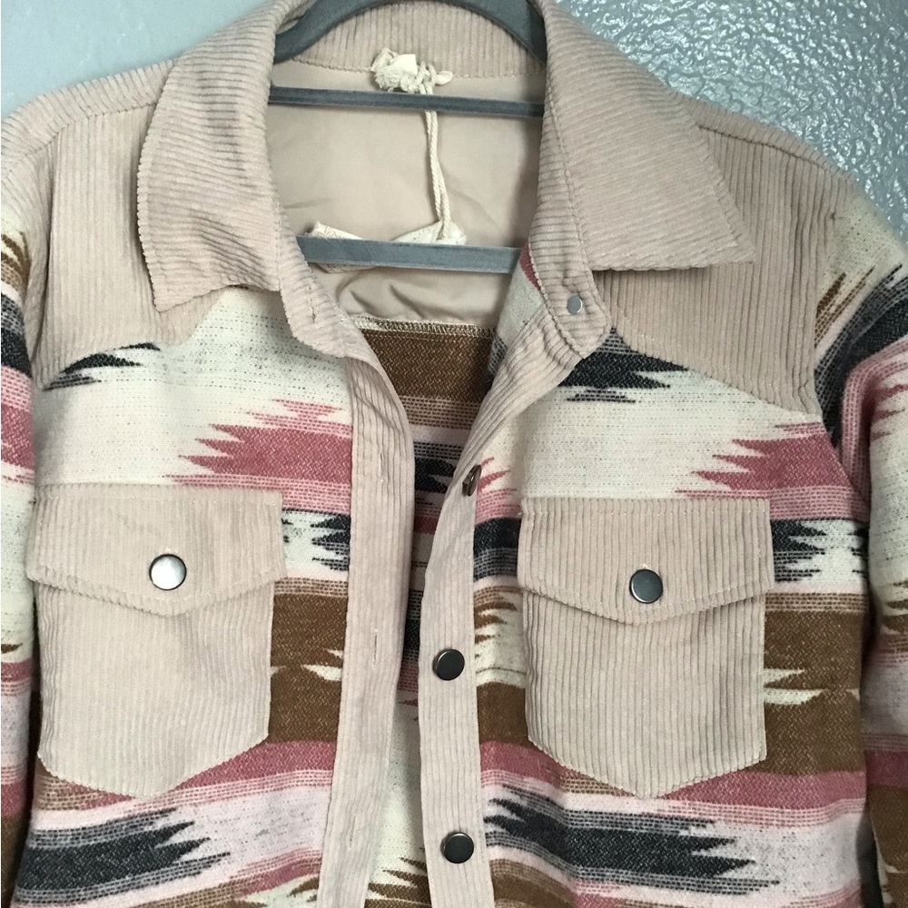 Hem & Thread Aztec Print Fringe Shacket - Picture 4 of 6
